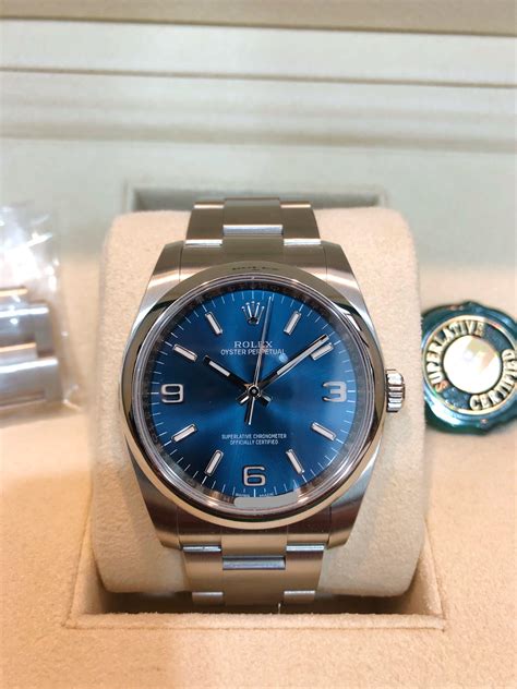 rolex oyster perpetual 36 explorer dial blue 116000|rolex oyster perpetual blue price.